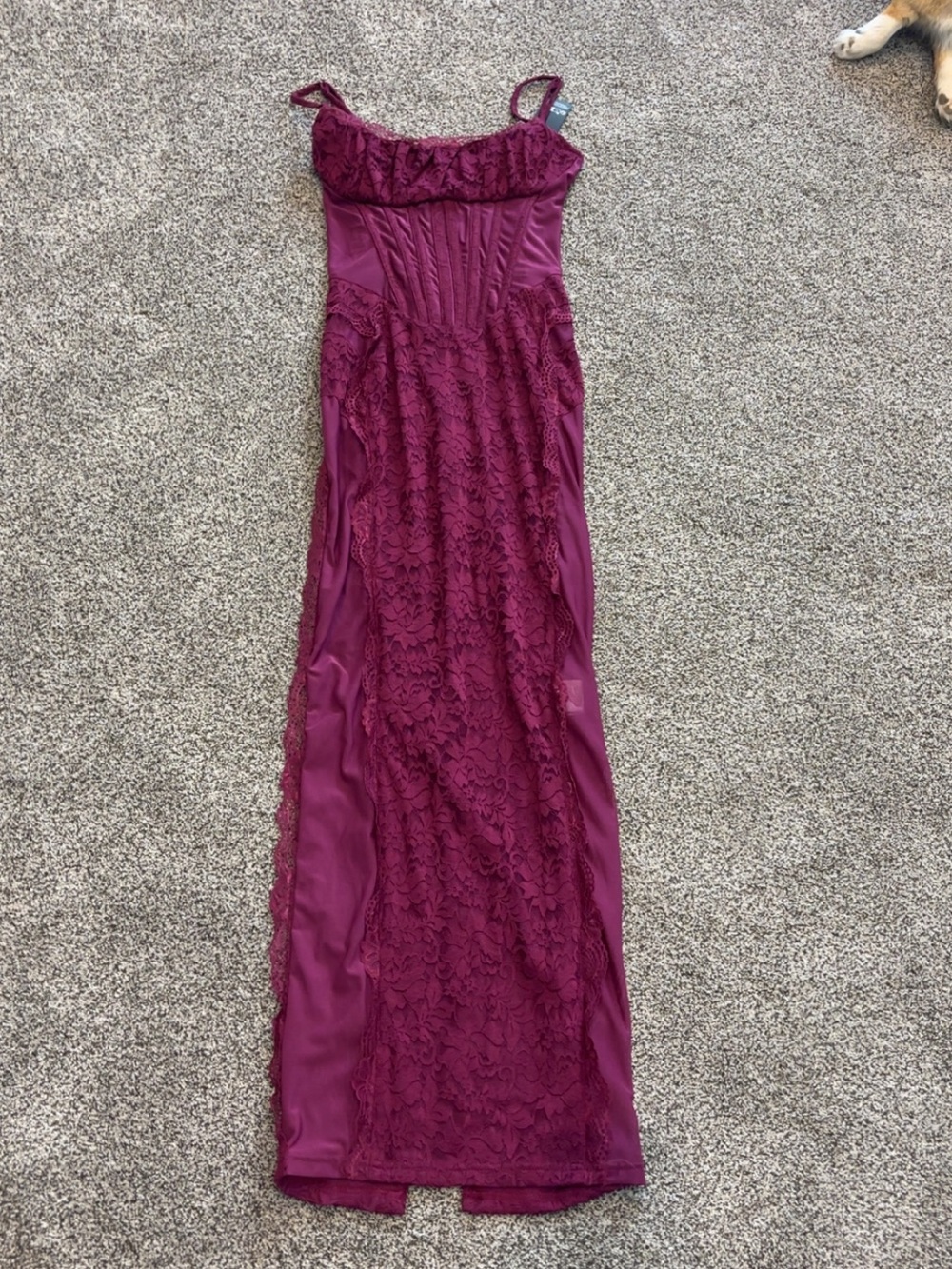 ASOS- Murci exclusive sheer lace corset detail cami maxi dress in purple- Size 2